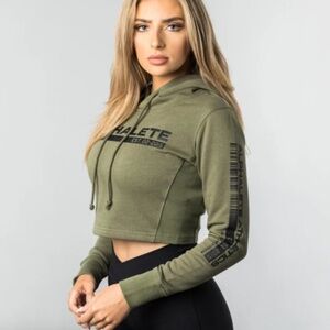 Alphalete Tactical Cropped Hoodie Olive Green Sz M